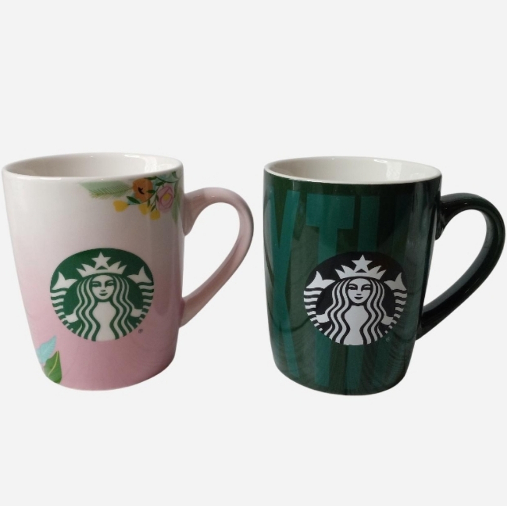 NEW Starbucks Pink & Green Coffee Mugs
